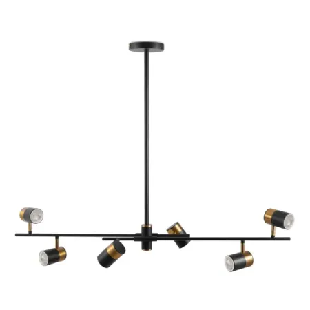 Люстра на штанге Enzo 6 ламп цвет черный, латунь