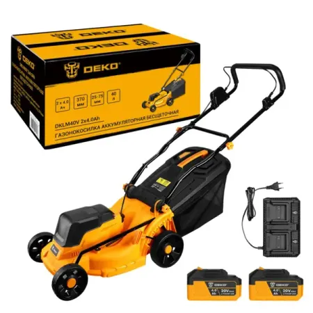 Газонокосилка аккумуляторная бесщеточная Deko DKLM40V 20 В 40 см 2x4 Ач АКБ и ЗУ входит в комплект
