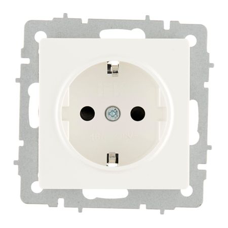 Розетка IEK Brite РС14-1-0-БрБ встраиваемая белая со шторками (BR-R14-16-K01)