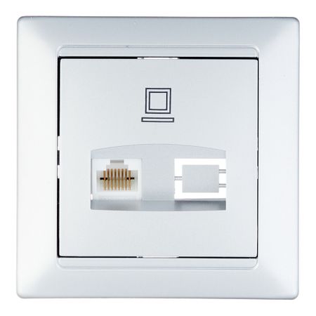 Розетка компьютерная Svet Стиль встраиваемая серебро RJ45 (EV 0365-2118)