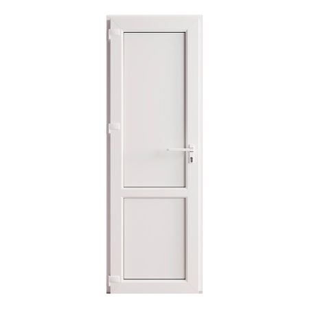 Металлопластиковая дверь VEKA 2050х800 мм алюминиевый порог белая левая глухая