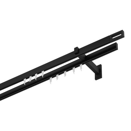 Карниз настенный металлический двухрядный профильный Хай-тек 240 см черный (170.578) антикварные алюминиевые крючки для одежды 5 рядные