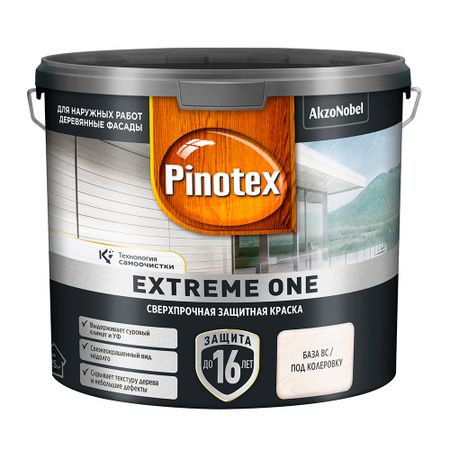 Краска фасадная по дереву Pinotex Extreme One база BC бесцветная 2,35 л краски акриловые 08цв 10мл сонет в тубах к к зхк