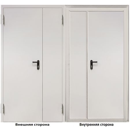 Дверь противопожарная двухстворчатая Промет ДП-2-EIS-60 глухая левая серый RAL 7035 1250х2050 мм