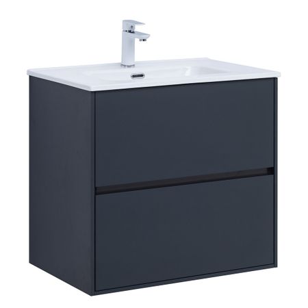 Тумба под раковину Lavelly Cube 71 см подвесная графит матовый (00316631)