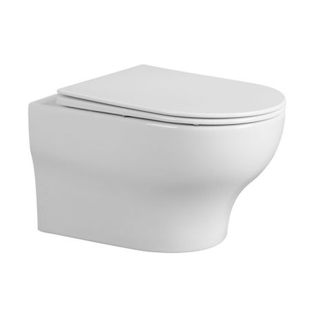 Унитаз подвесной Abber Bequem безободковый белый с сиденьем дюропласт микролифт смыв торнадо (AC1128)