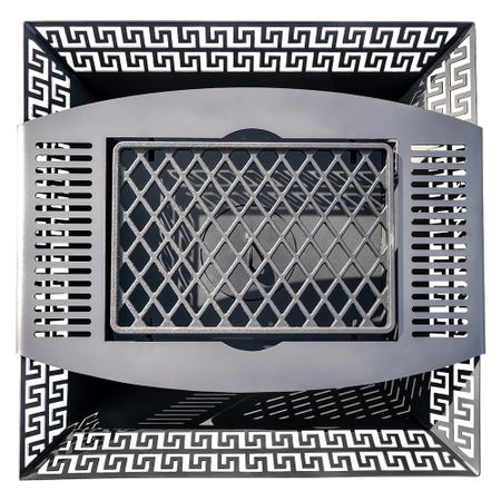 Решетка-гриль для чаши Листья 620х620 мм с чугунной вставкой стейк