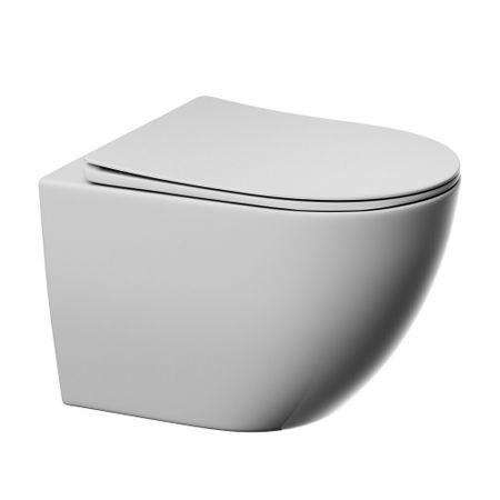 Унитаз подвесной Abber Ultra безободковый белый с сиденьем дюропласт микролифт (AC1301)