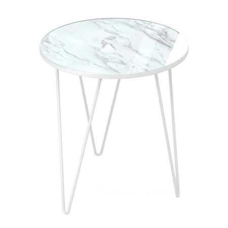 Журнальный столик круглый белый мрамор/белый муар Sheffilton SHT-CT27