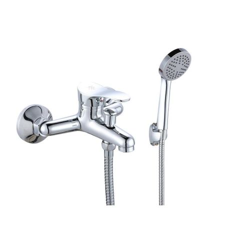 Смеситель для ванны РМС хром однорычажный с коротким изливом с лейкой (SL86-009)