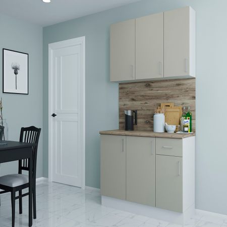 Кухонный гарнитур Твэгги ваниль 1400х520х2105 мм