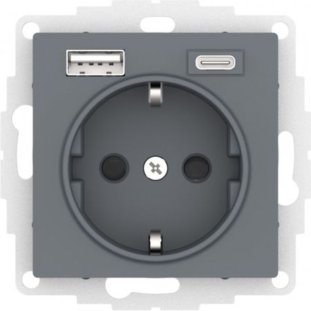 Розетка USB Systeme Electric AtlasDesign встраиваемая грифель USB-A/ Type-C (ATN000732) как профессию себе дети выбирали