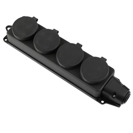 Розетка штепсельная Düwi четверная с заземлением IP44 настенная черная