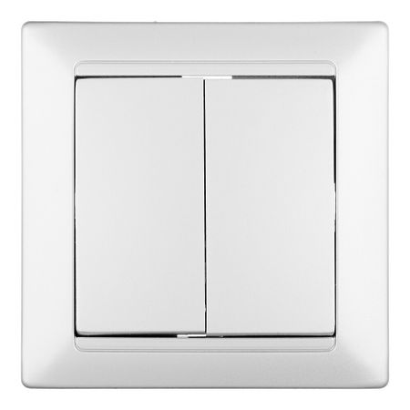 Выключатель Svet Стиль двухклавишный встраиваемый серебро (EV 0365-5128)