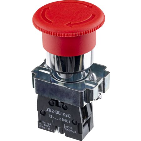 Кнопка грибок Düwi BS542 250 В IP40 с фиксацией поворотная красная (26864 2)