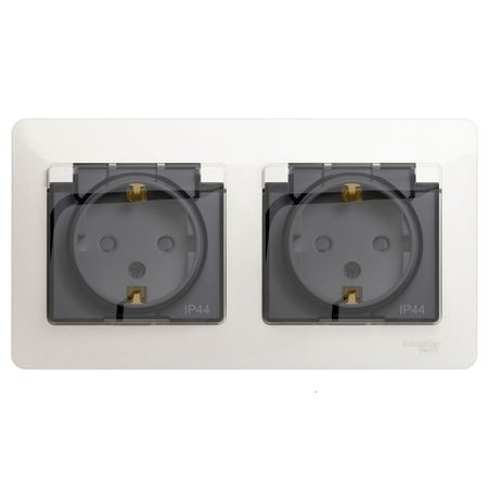 Розетка Systeme Electric Glossa встраиваемая перламутр со шторками (GSL000647)