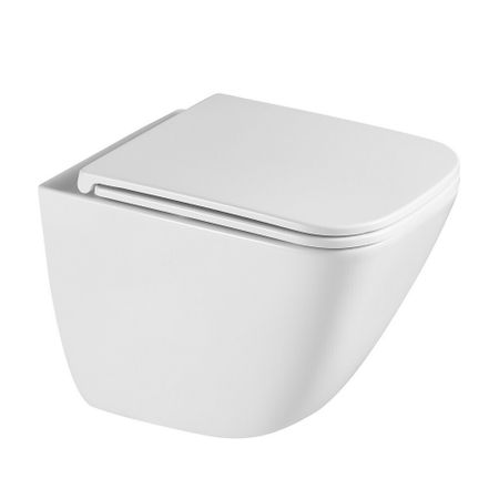 Унитаз подвесной Abber Rechteck безободковый белый с сиденьем дюропласт микролифт с импульсным смывом торнадо (AC1220TC)