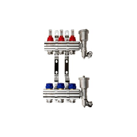 Коллекторная группа с расходомерами Ридан FHF-4RF 1 ВР(г) х 4 выхода 3/4 НР(ш) ЕК х 1 ВР(г)