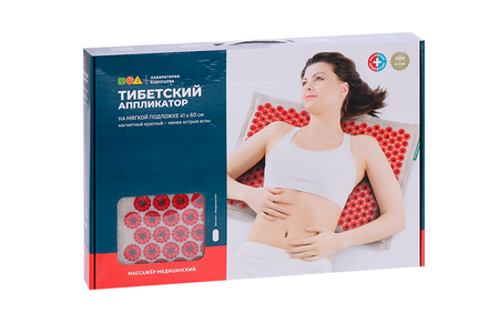 Массажер медицинский Тибетский аппликатор магнитный на мягкой подложке красный 41х60 см