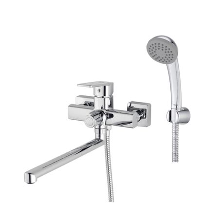 Смеситель для ванны Milardo Poli хром однорычажный с длинным изливом с лейкой (POLSB00M10)