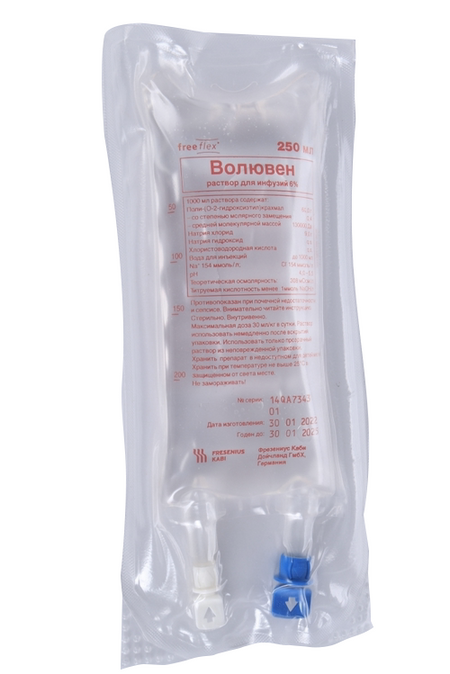 Волювен 6%, 250 мл, 30 шт, раствор для инфузий