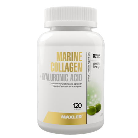 Комплекс Maxler морской коллаген, гиалуроновая кислота, витамин С, 120 софтгелевых капсул