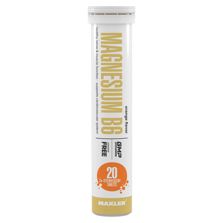 Магний B6 в шипучих таблетках Maxler Magnesium B6 Effervescent, 20 штук - Апельсин