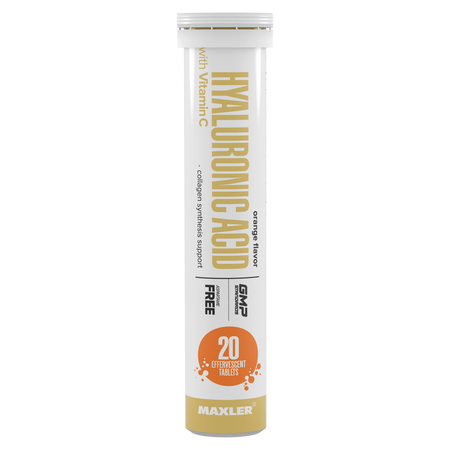 Гиалуроновая кислота + Витамин С Maxler Hyaluronic Acid with Vitamin C, 20 шипучих таблеток - Апельсин