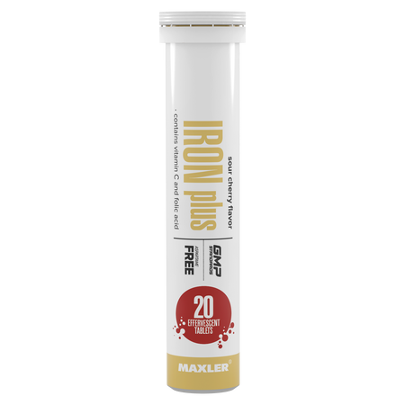 Железо с витаминами группы B и C Maxler Iron Plus Effervescent, 20 шипучих таблеток - Кислая вишня