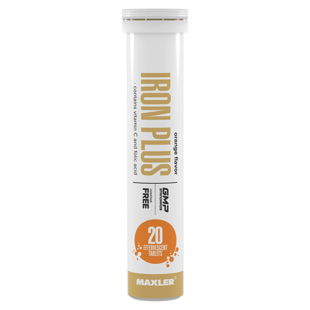 Железо с витаминами группы B и C Maxler Iron Plus Effervescent, 20 шипучих таблеток - Апельсин