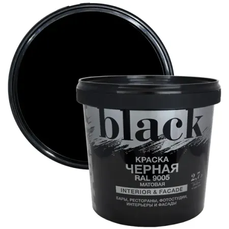 Краска фасадная Радуга ВД-АК 18 матовая цвет черный 2.7 л