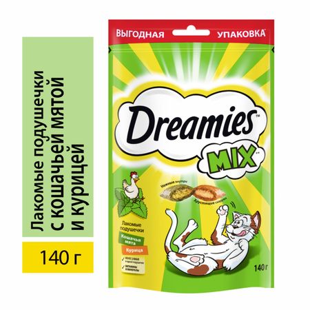Лакомства Dreamies Лакомство Dreamies MIX для взрослых кошек, с мятой и курицей (140 г)