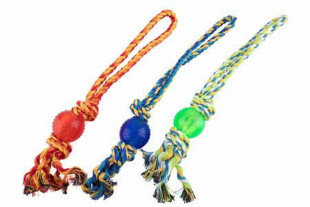 Для дома WOGY Игрушка для собак канатная с мячом в ассортименте (103 г)