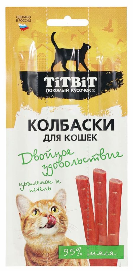 Лакомства TiTBiT Колбаски для кошек Двойное удовольствие с цыпленком и печенью, блистер, 15 г (15 г) ролан барт удовольствие от текста