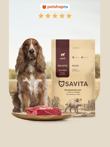 Холистики SAVITA сухой корм Беззерновой корм для собак с мясом кабана, GRAIN FREE ADULT, Boar, 18 кг (18 кг) людмила васильевна доманская мир природы овощи фрукты ягоды ы деревья