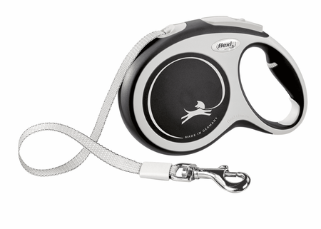 Ошейники, шлейки flexi Рулетка-ремень для собак, черная (12кг, 3м)