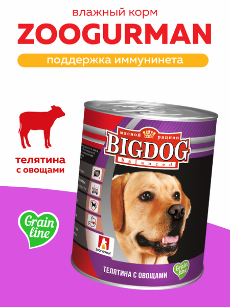 Консервы, паучи Зоогурман Консервы для собак  «БигДог»,телятина с кроликом (850 г) мрт костно мышечной системы дифференциальная диагностика