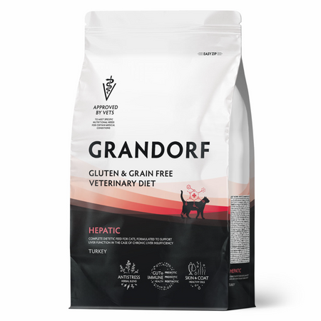 Вет. корма сухие Grandorf (вет.корма) Диетический корм HEPATIC для кошек, для поддержания функции печени, 400 г (400 г)