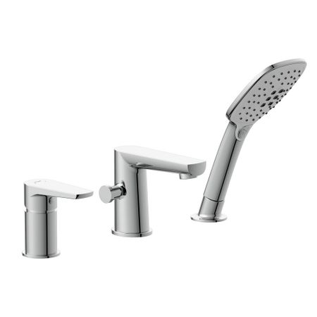 Смеситель на борт ванны Cersanit Moduo хром однорычажный с коротким изливом с лейкой (64100)