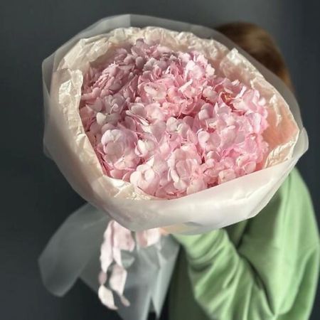 Букет живых цветов CHALET GREEN Букет моно/3 гортензия розовая/