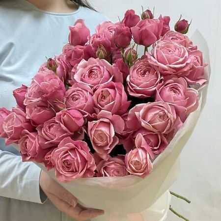 Букет живых цветов CHALET GREEN Пионовидная Роза Сильва Пинк 11 штук кабошоны из смолы ywbeads из 20 штук