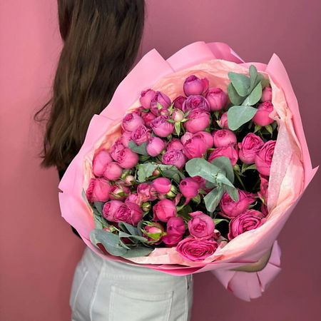 Букет живых цветов CHALET GREEN Букет | нежный букет из 15 пионовидных кустовых роз Жизель (пионы круглый год) искусственные пионы wqnjin шелк 1 букет 45 см