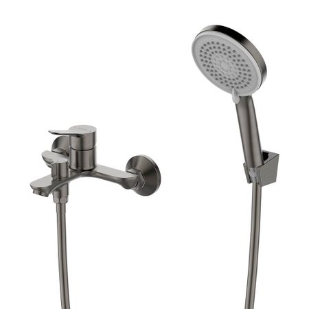 Смеситель для ванны Lemark Siberia графит однорычажный с коротким изливом с лейкой (LMF-7022B-GM)