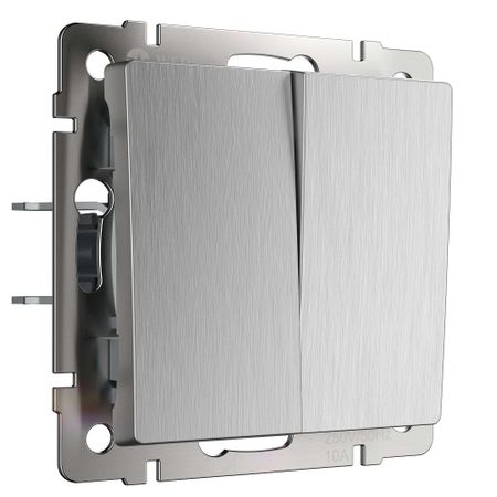 Выключатель Werkel двухклавишный встраиваемый серебряный рифленый проходной (a051357)