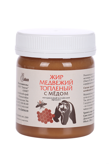 Медвежий жир Лиатон топленый с медом 1:3, 250 мл в гришаев медвежий мыс москва мадрид