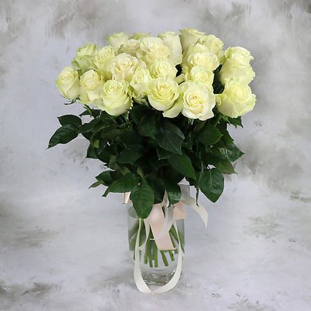 Букет живых цветов БУКЕТ МАРКЕТ ДАРИТЕ С УДОВОЛЬСТВИЕМ 25 белых роз - Мондиаль