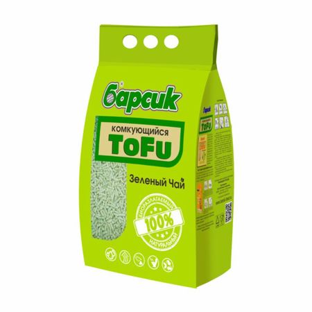 Для дома Барсик Наполнитель комкующийся TOFU, Зелёный Чай (4,54 л)