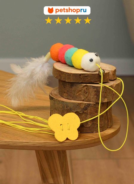 Для дома PETSHOP Игрушка дразнилка для кошек с перьями (100 г)