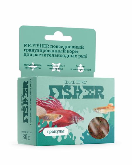 Корм MR.Fisher Повседневный гранулированный корм для растительноядных рыб (30 г)