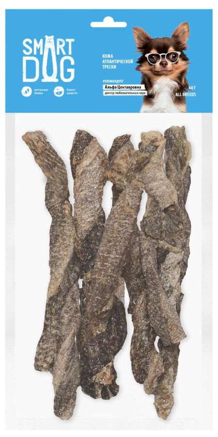 Лакомства Smart Dog лакомства Лакомство для собак кожа атлантической трески (40 г)